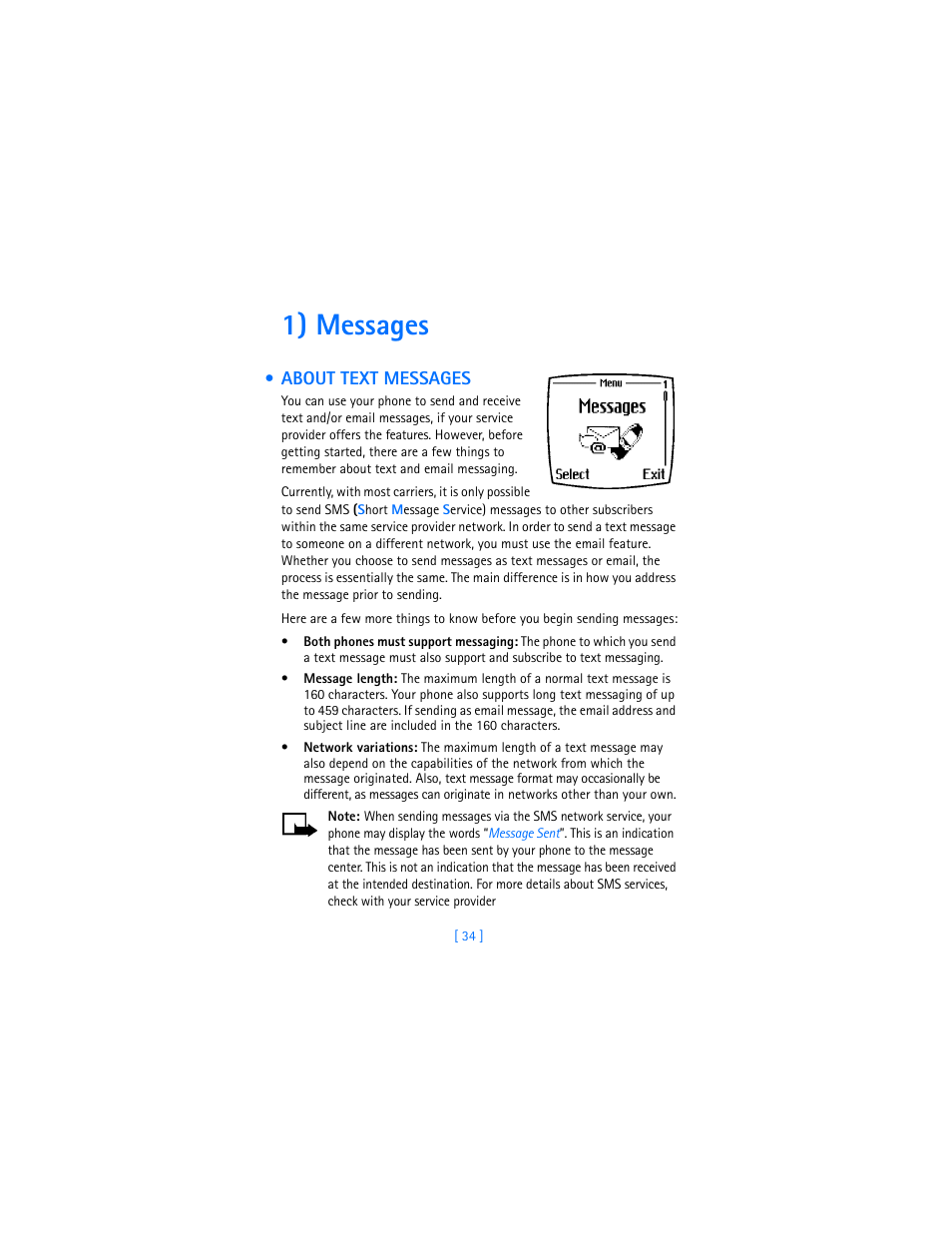 1) messages, About text messages | Nokia 6310i User Manual | Page 43 / 161