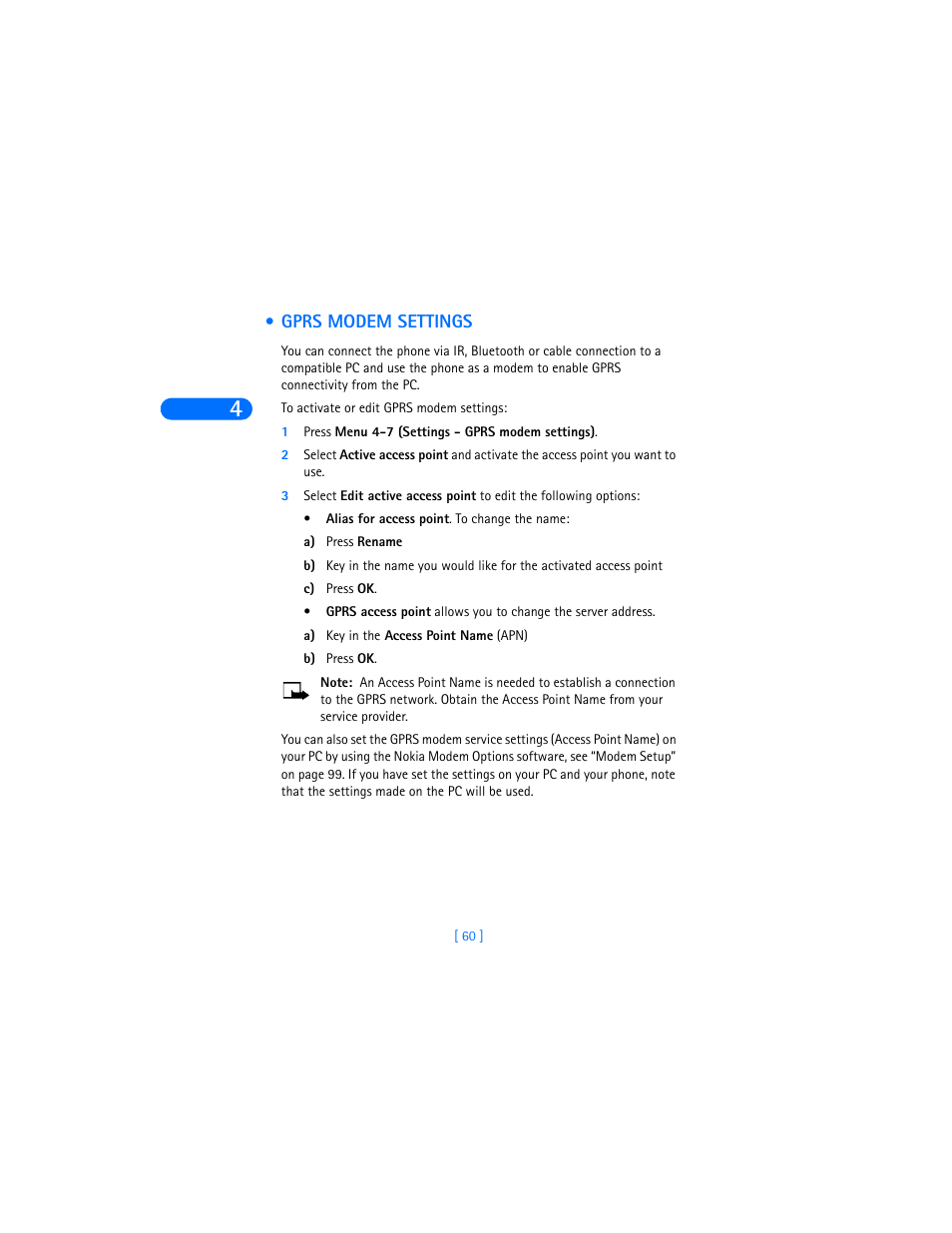 Gprs modem settings | Nokia 6310i User Manual | Page 69 / 161