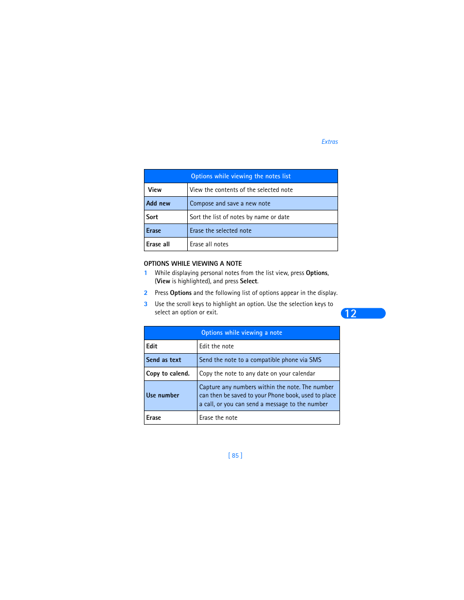 Options while viewing a note | Nokia 6310i User Manual | Page 94 / 161