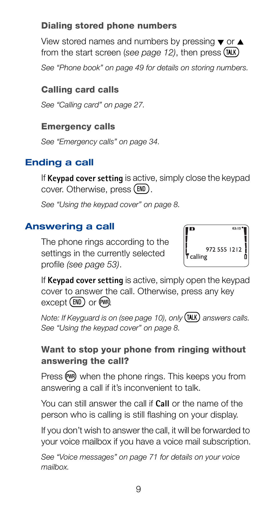 Ending a call, Answering a call, Ending a call answering a call | Nokia 6161 User Manual | Page 16 / 101