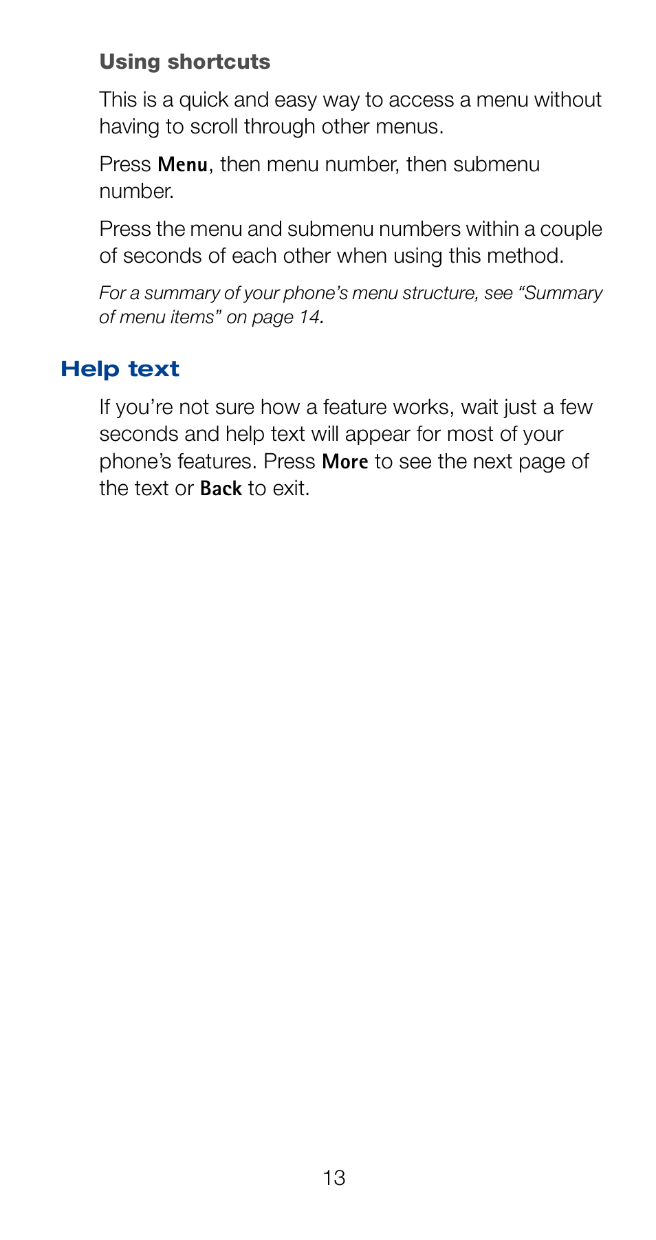 Help text | Nokia 6161 User Manual | Page 20 / 101