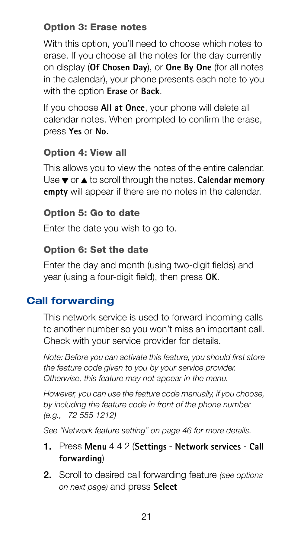 Call forwarding | Nokia 6161 User Manual | Page 28 / 101