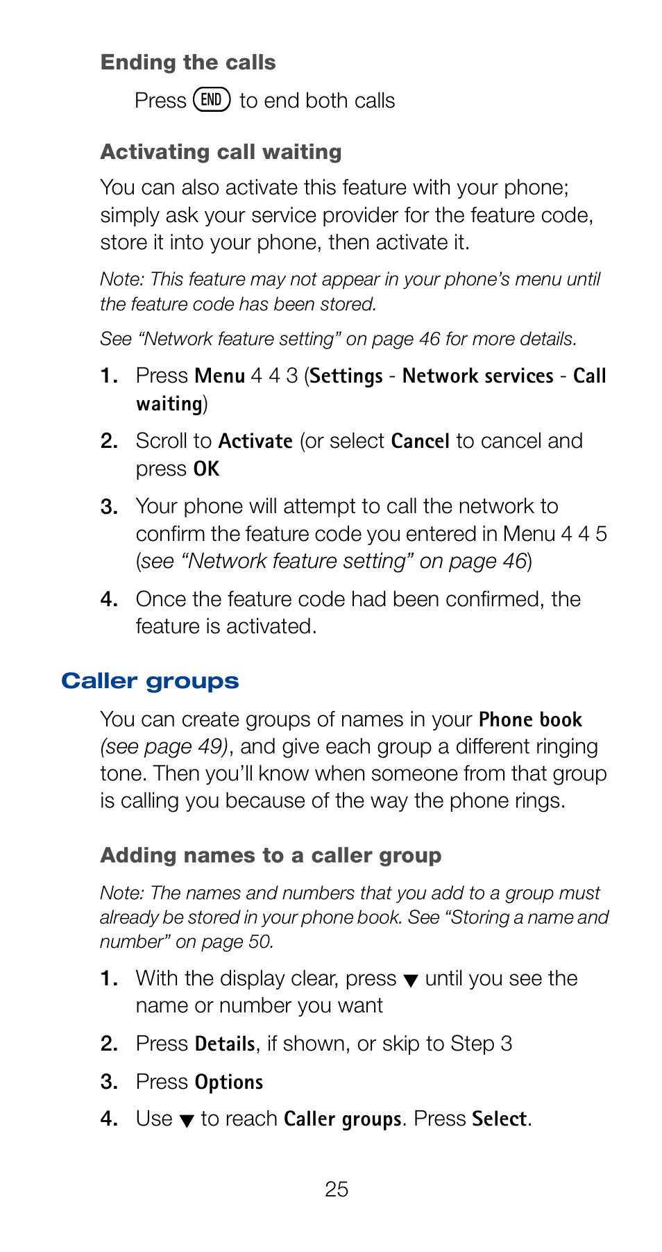 Caller groups | Nokia 6161 User Manual | Page 32 / 101