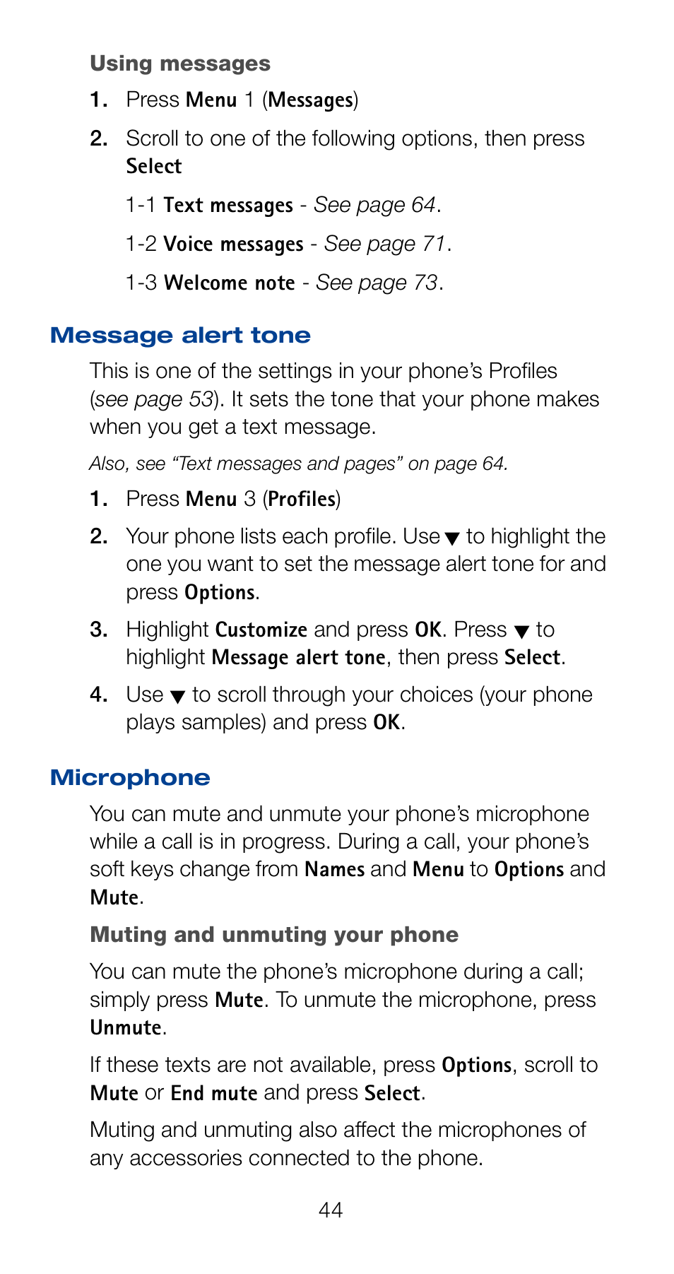 Message alert tone, Microphone, Message alert tone microphone | Forwarding a message | Nokia 6161 User Manual | Page 51 / 101