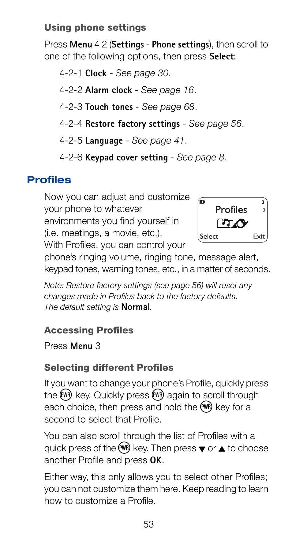 Profiles | Nokia 6161 User Manual | Page 60 / 101