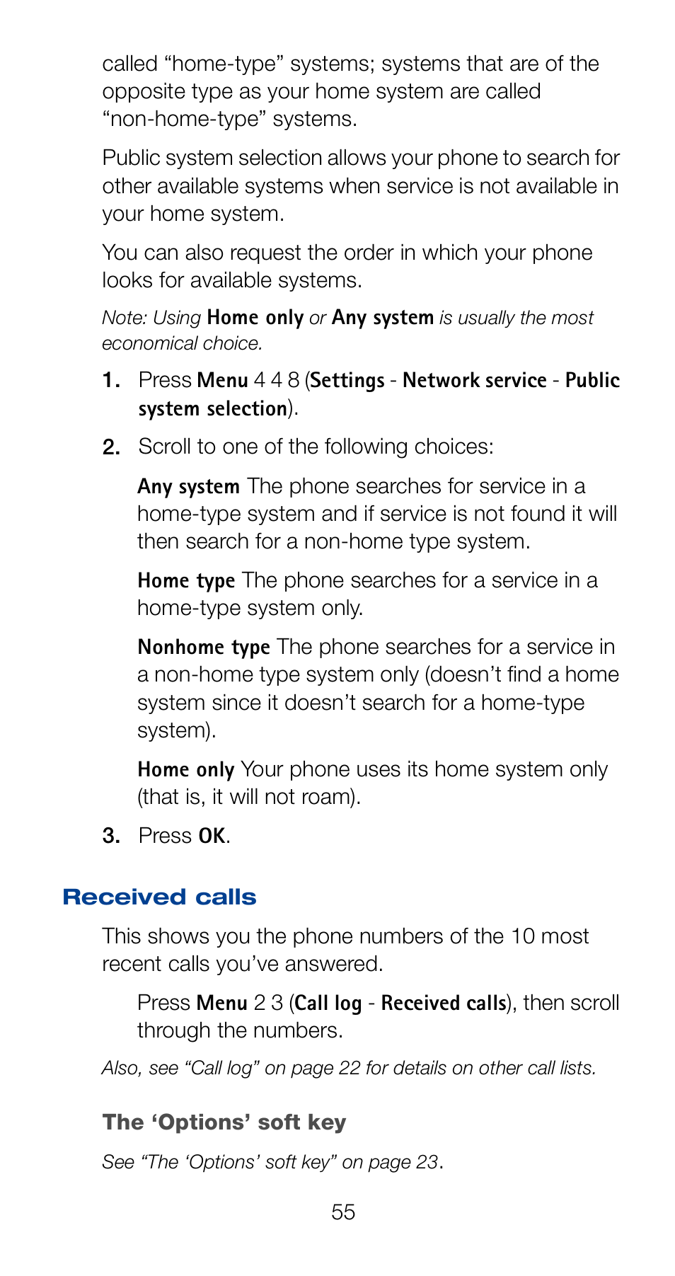 Received calls | Nokia 6161 User Manual | Page 62 / 101