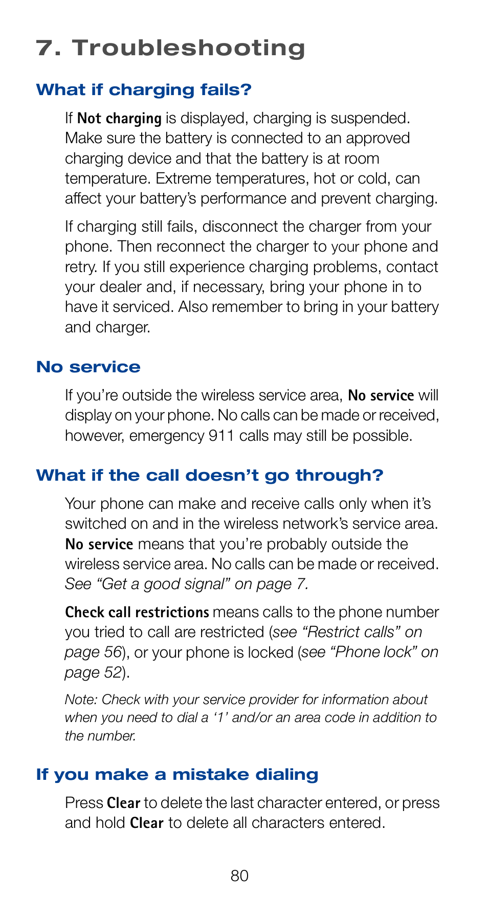 Troubleshooting | Nokia 6161 User Manual | Page 87 / 101