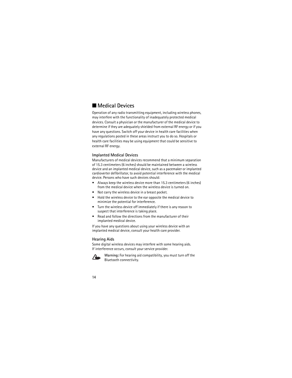 Medical devices | Nokia 2605 User Manual | Page 14 / 71