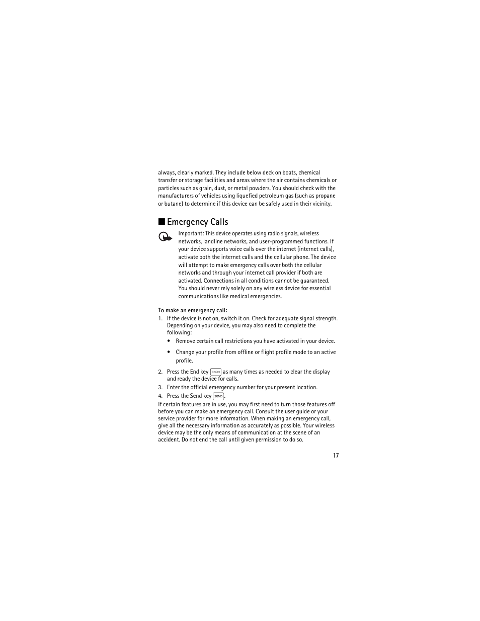 Emergency calls | Nokia 2605 User Manual | Page 17 / 71