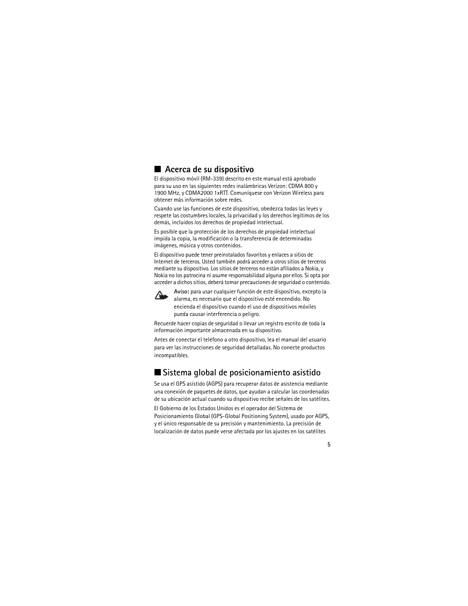 Acerca de su dispositivo, Sistema global de posicionamiento asistido | Nokia 2605 User Manual | Page 39 / 71