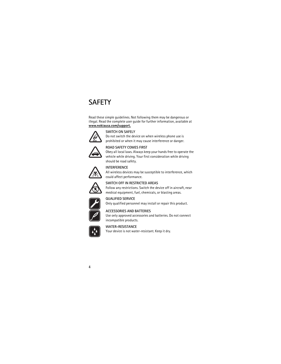 Safety | Nokia 2605 User Manual | Page 4 / 71