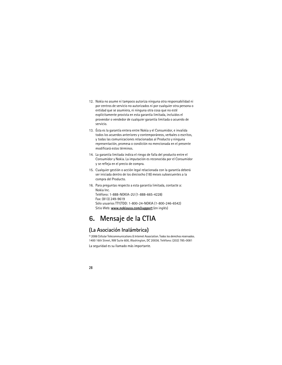 Mensaje de la ctia, La asociación inalámbrica) | Nokia 2605 User Manual | Page 62 / 71