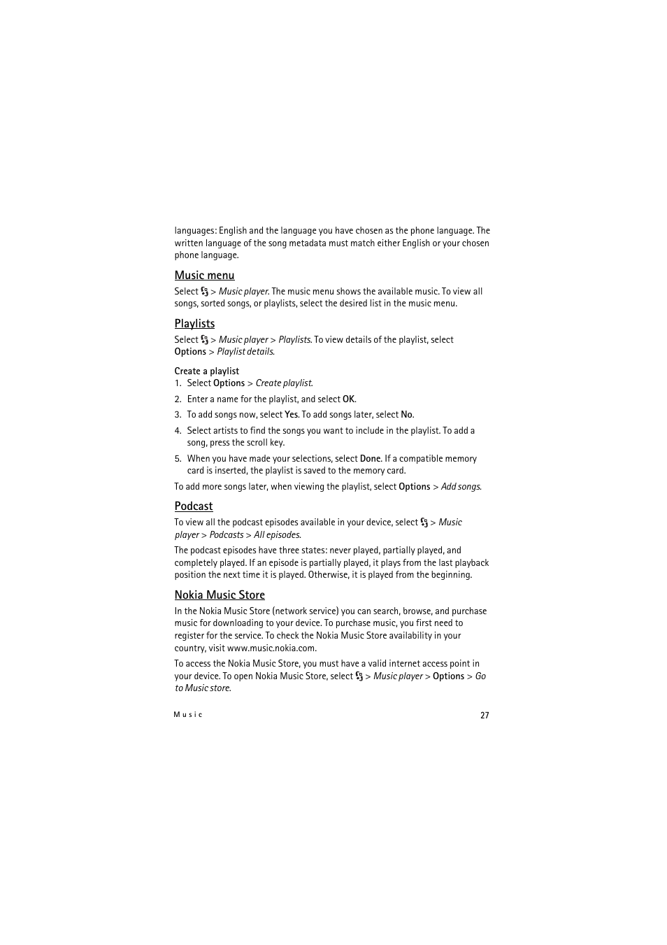 Nokia 5320 XpressMusic User Manual | Page 27 / 72