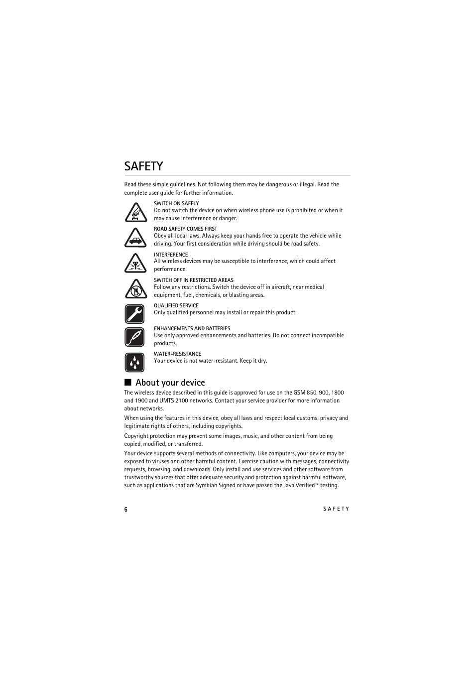 Safety, About your device | Nokia 5320 XpressMusic User Manual | Page 6 / 72