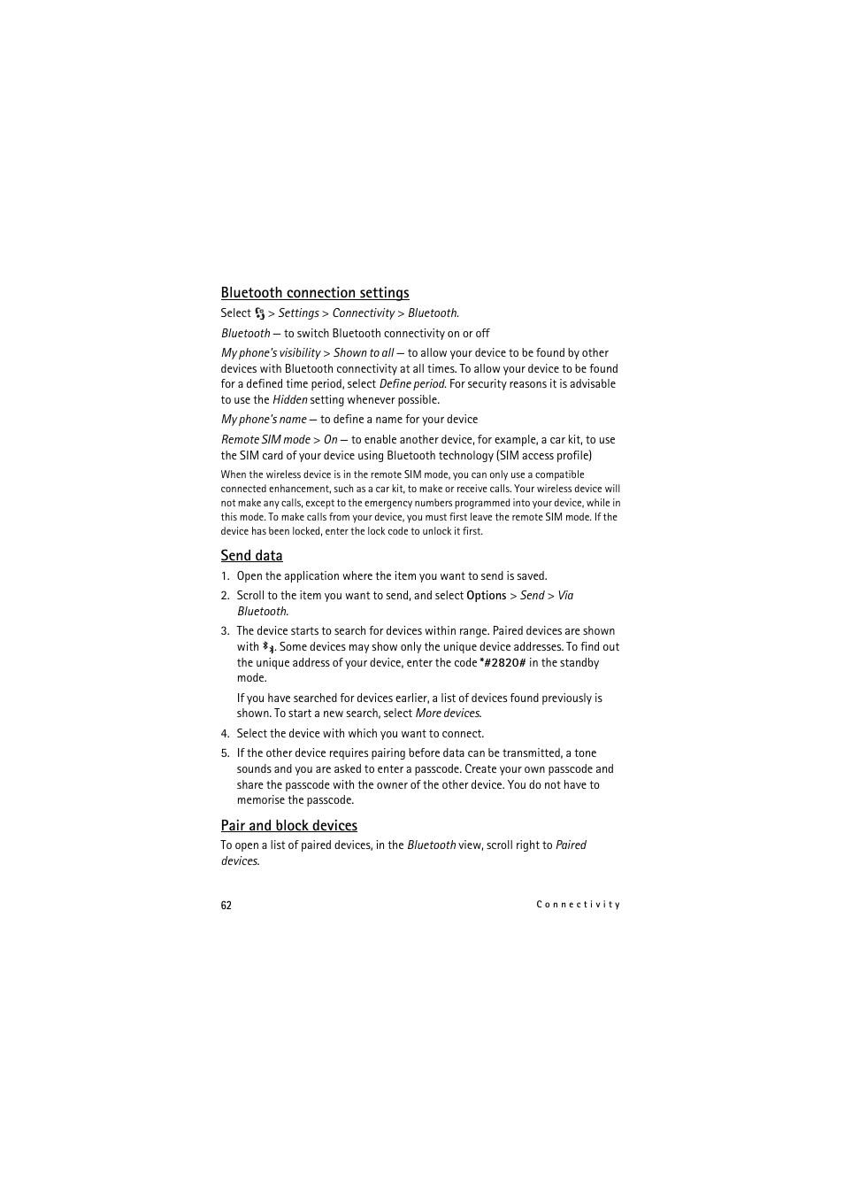 Nokia 5320 XpressMusic User Manual | Page 62 / 72