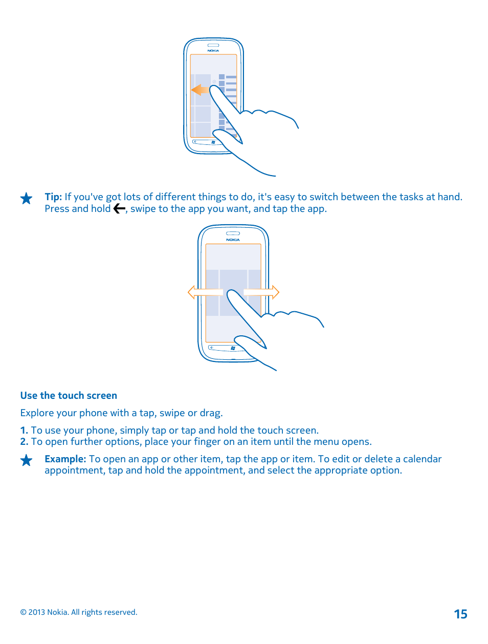 Use the touch screen | Nokia Lumia 710 User Manual | Page 15 / 86