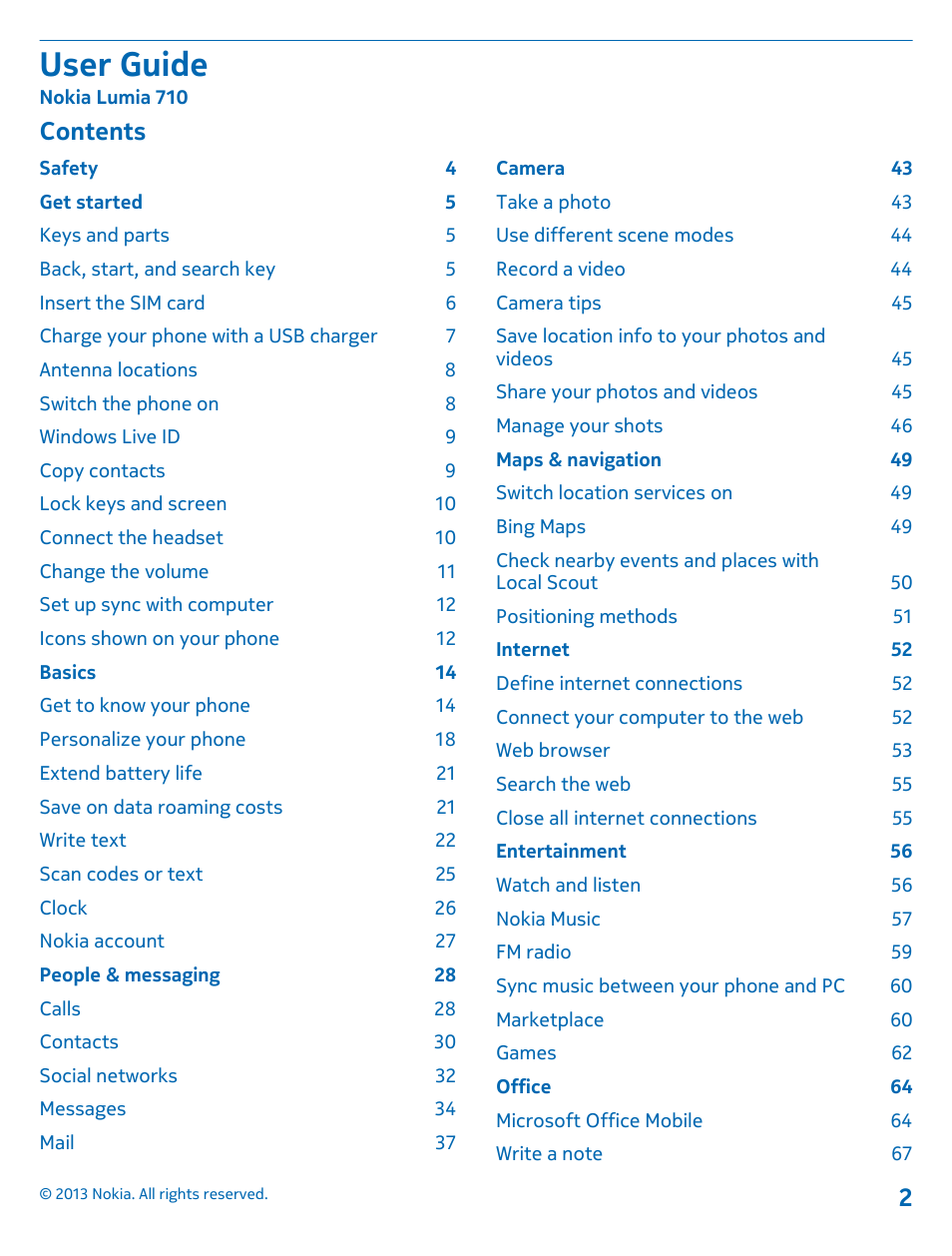 Nokia Lumia 710 User Manual | Page 2 / 86