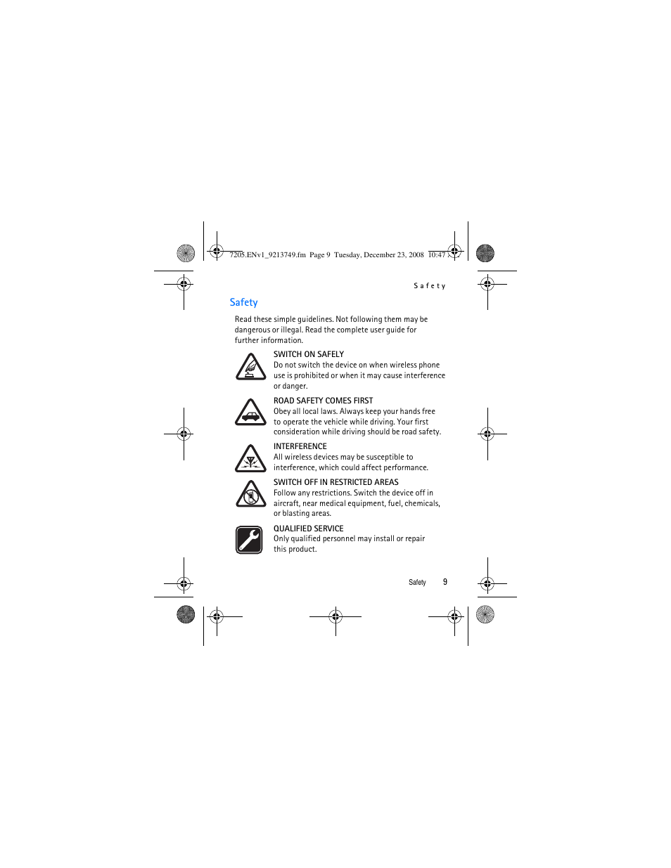 Safety | Nokia 7205 Intrigue User Manual | Page 10 / 108