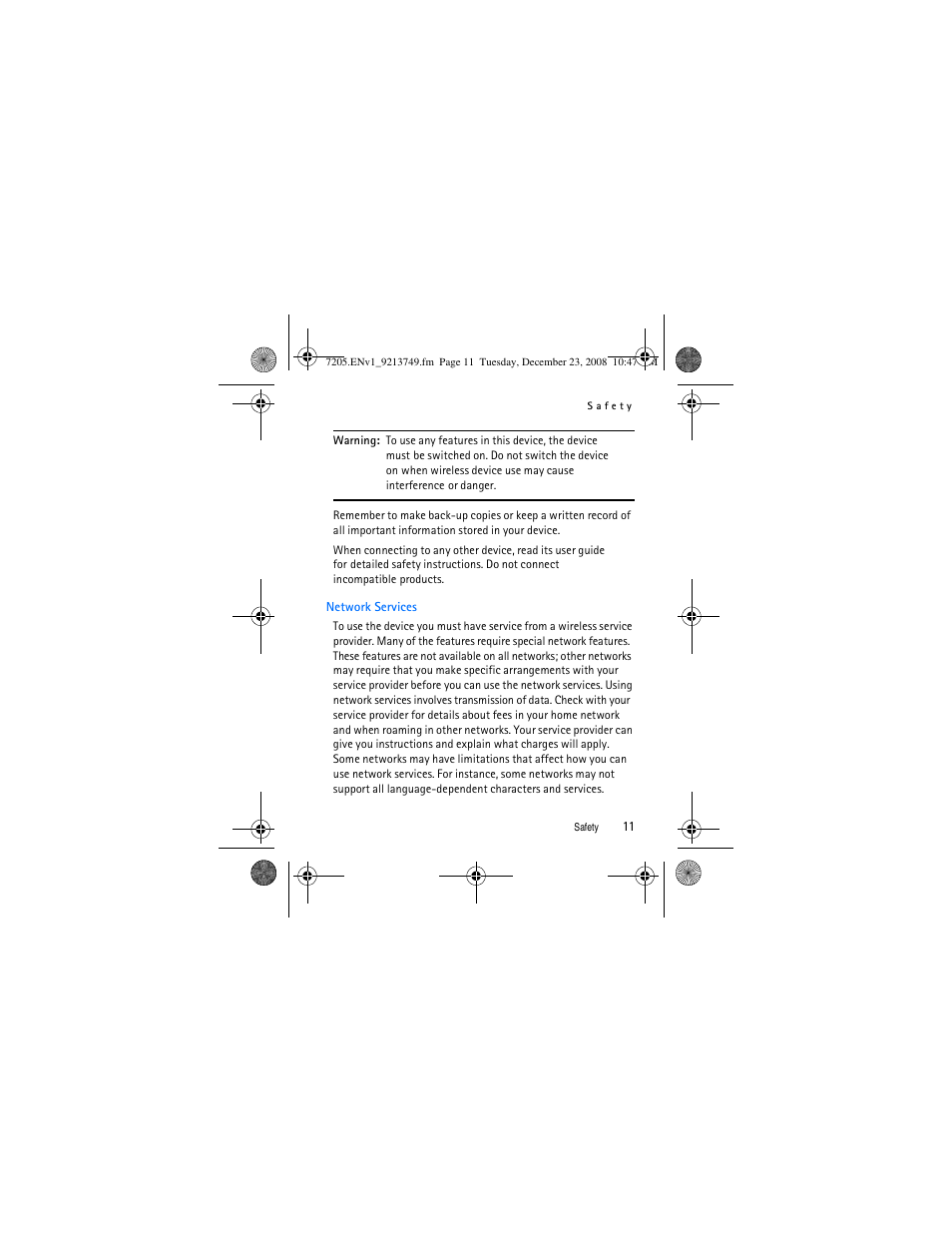 Network services | Nokia 7205 Intrigue User Manual | Page 12 / 108