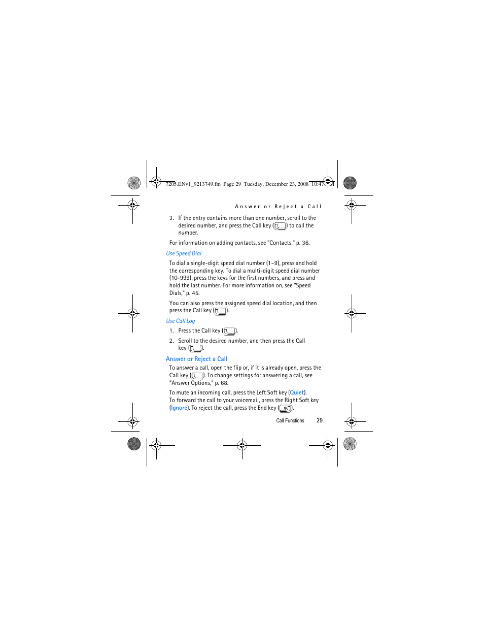 Answer or reject a call | Nokia 7205 Intrigue User Manual | Page 30 / 108