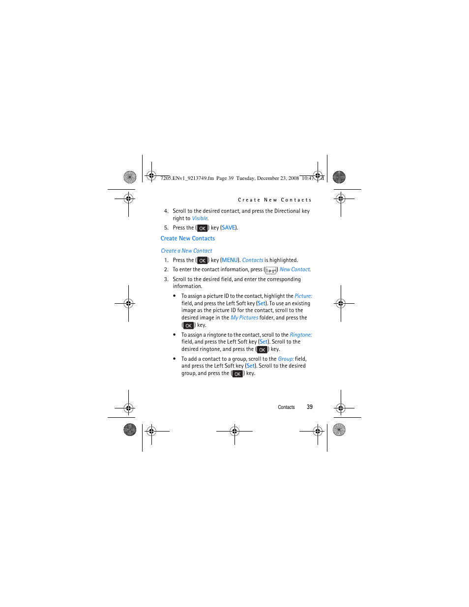 Create new contacts | Nokia 7205 Intrigue User Manual | Page 40 / 108