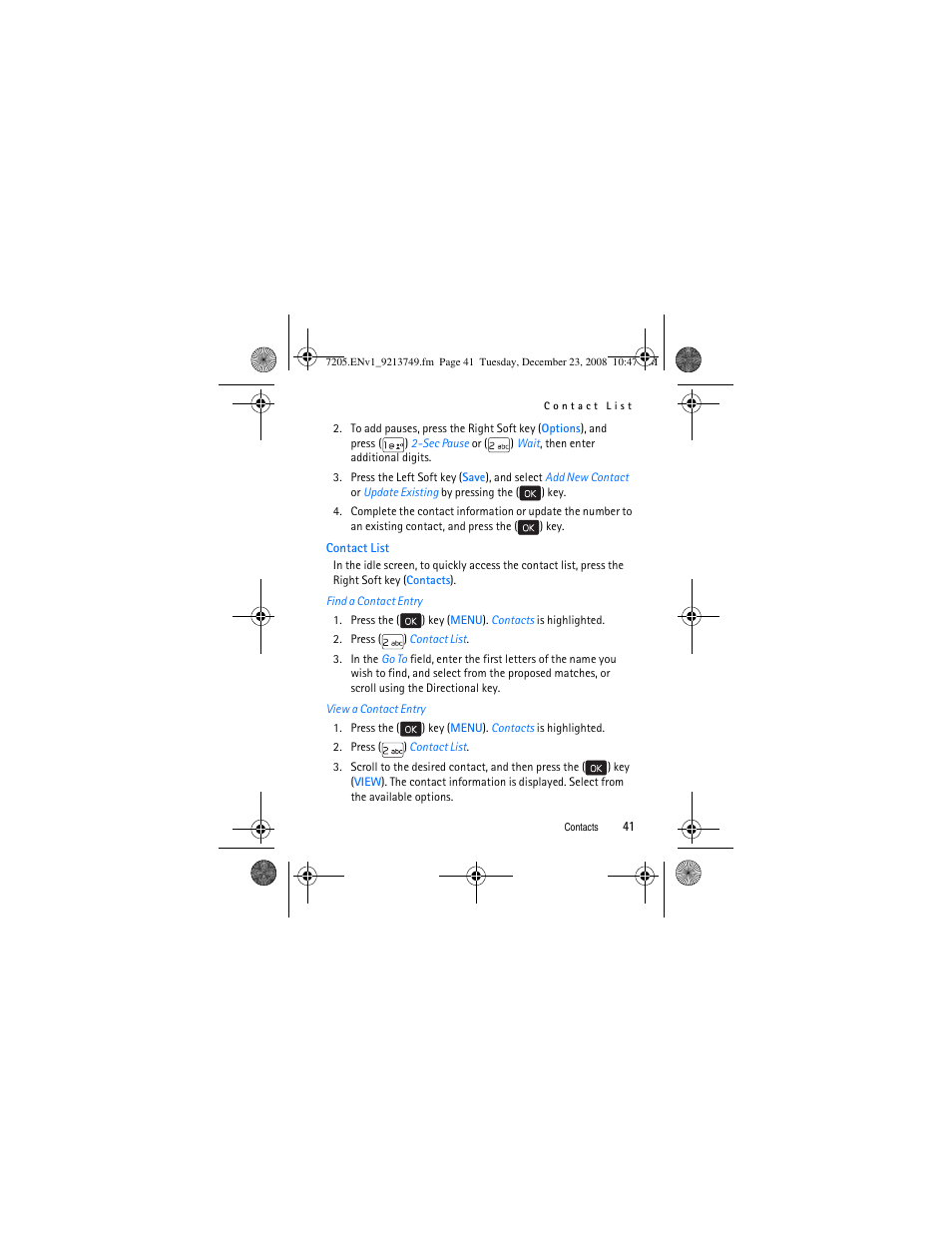Contact list | Nokia 7205 Intrigue User Manual | Page 42 / 108