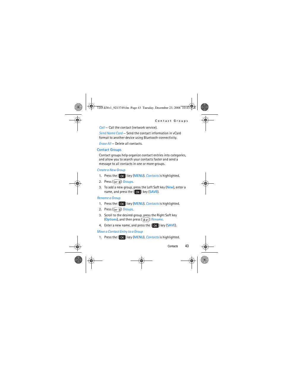 Contact groups | Nokia 7205 Intrigue User Manual | Page 44 / 108
