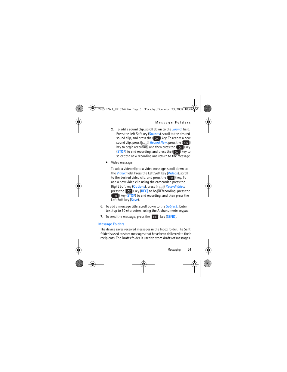 Message folders | Nokia 7205 Intrigue User Manual | Page 52 / 108
