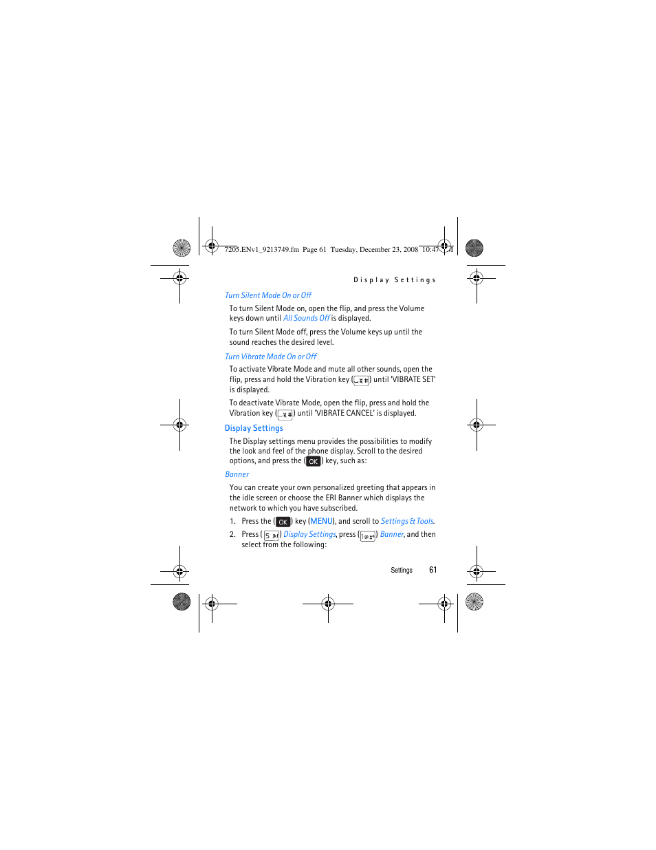 Display settings | Nokia 7205 Intrigue User Manual | Page 62 / 108