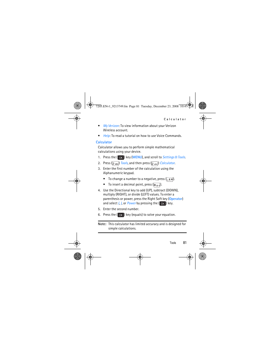 Calculator | Nokia 7205 Intrigue User Manual | Page 82 / 108