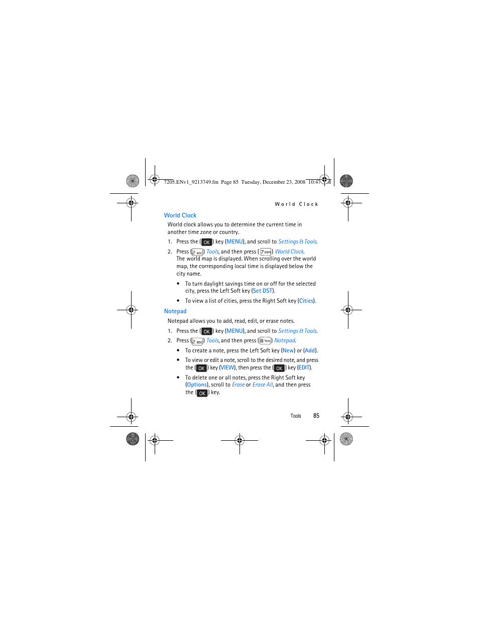 World clock, Notepad, World clock notepad | Nokia 7205 Intrigue User Manual | Page 86 / 108