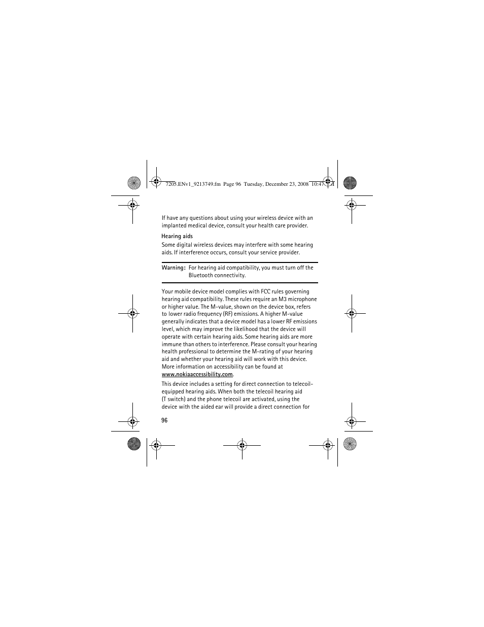 Hearing aids | Nokia 7205 Intrigue User Manual | Page 97 / 108