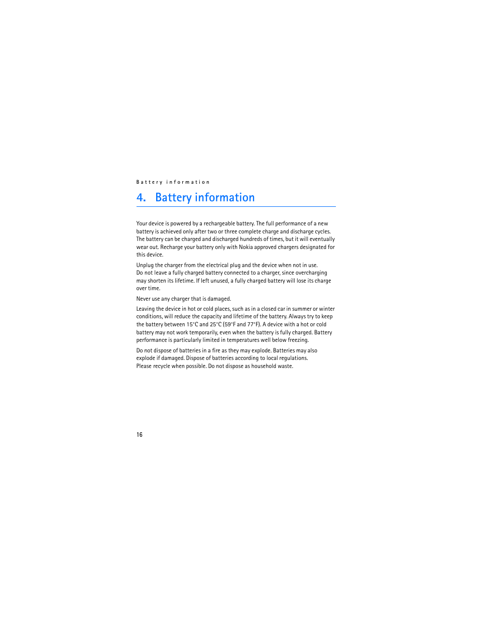Battery information | Nokia Bluetooth Headset BH-800 User Manual | Page 16 / 80