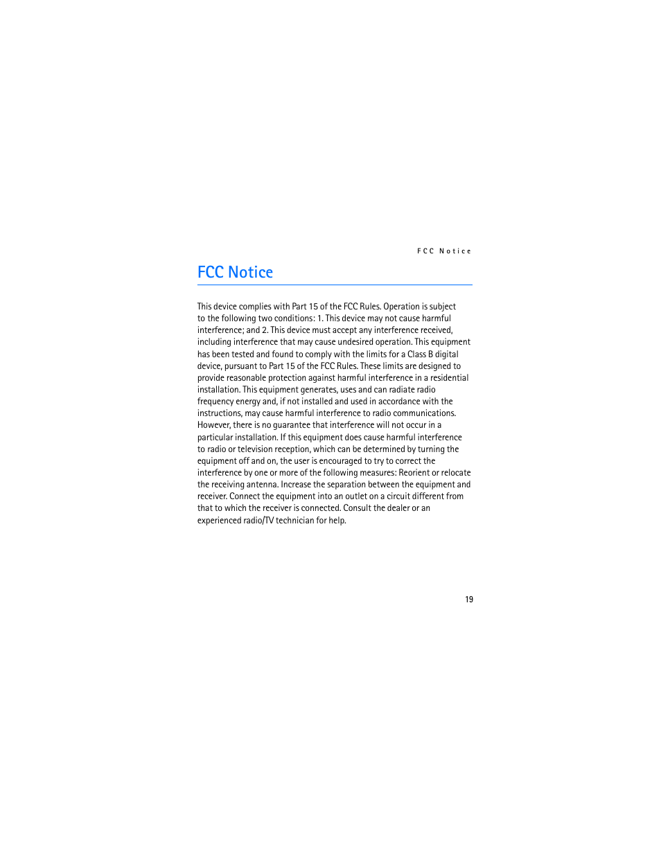 Fcc notice | Nokia Bluetooth Headset BH-800 User Manual | Page 19 / 80