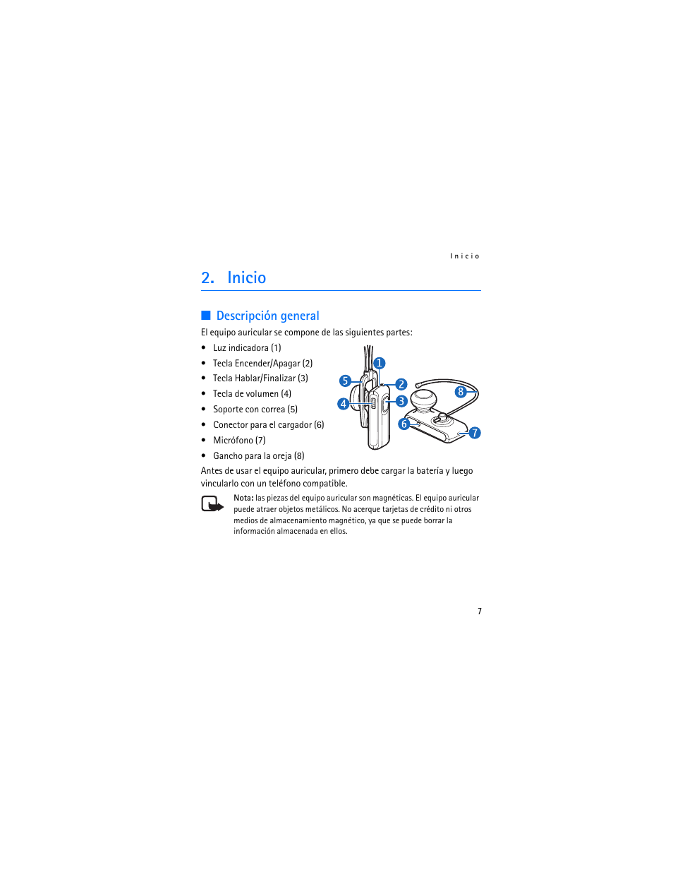 Inicio, Descripción general | Nokia Bluetooth Headset BH-800 User Manual | Page 27 / 80