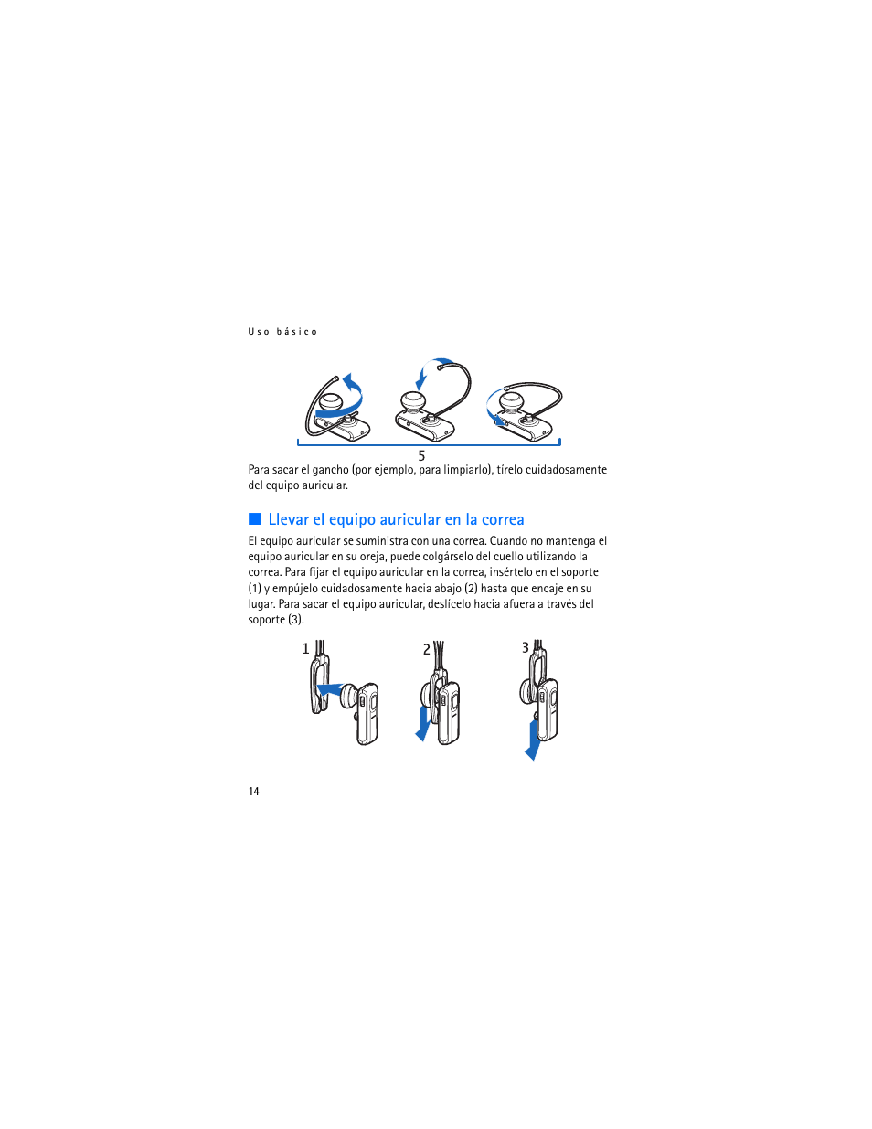 Llevar el equipo auricular en la correa | Nokia Bluetooth Headset BH-800 User Manual | Page 34 / 80