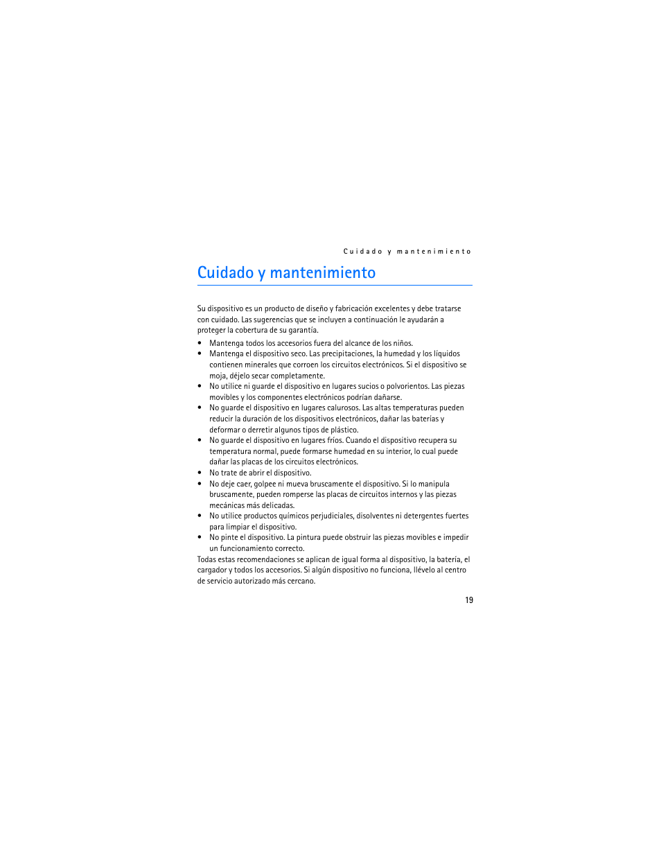 Cuidado y mantenimiento | Nokia Bluetooth Headset BH-800 User Manual | Page 39 / 80