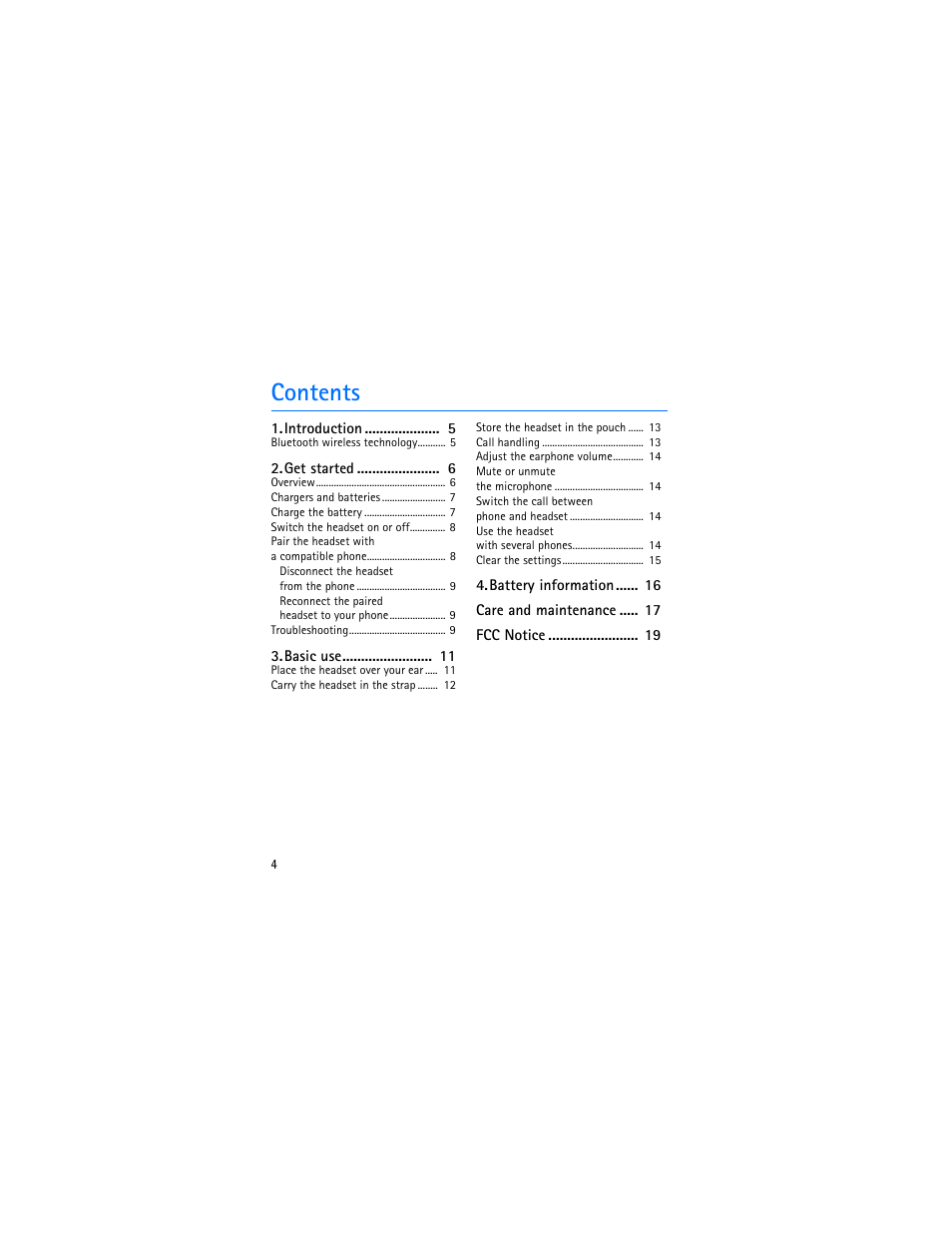 Nokia Bluetooth Headset BH-800 User Manual | Page 4 / 80