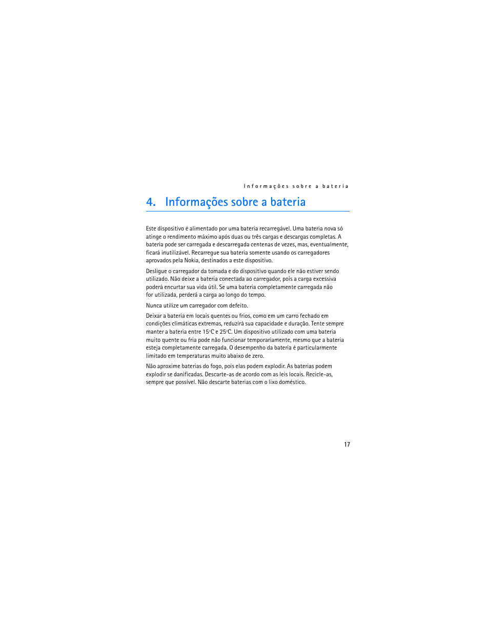 Informações sobre a bateria | Nokia Bluetooth Headset BH-800 User Manual | Page 57 / 80