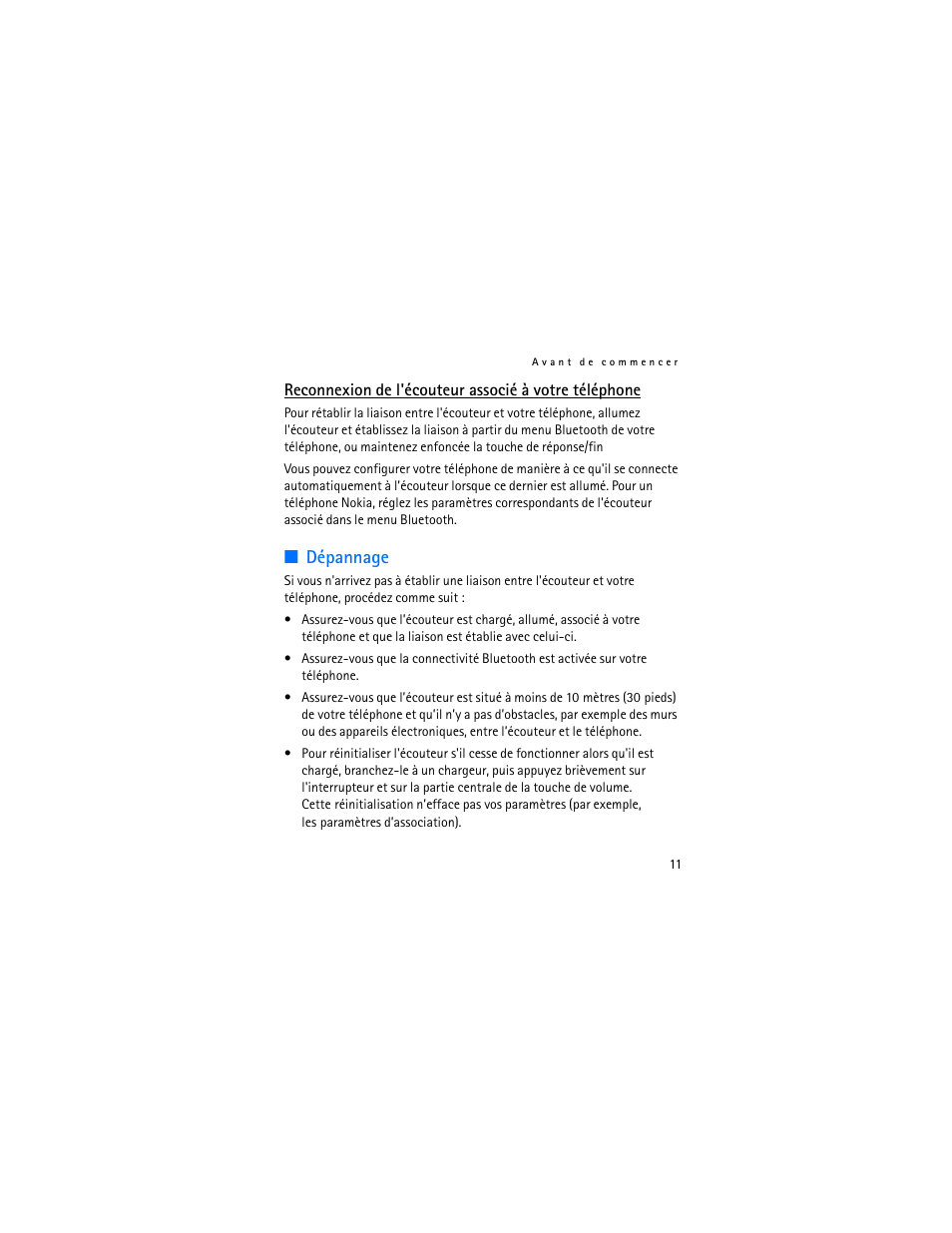 Dépannage | Nokia Bluetooth Headset BH-800 User Manual | Page 71 / 80