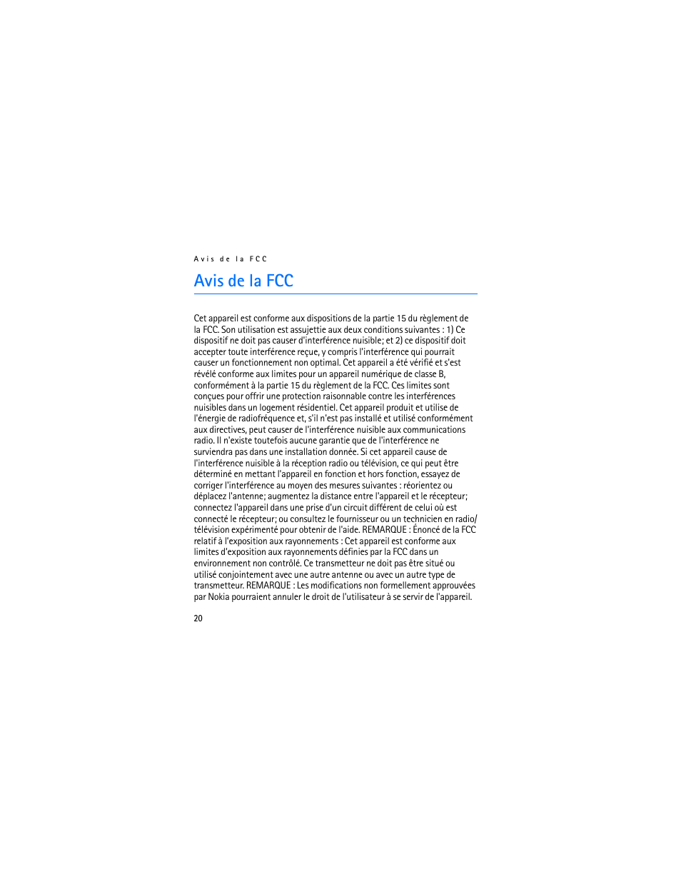 Avis de la fcc | Nokia Bluetooth Headset BH-800 User Manual | Page 80 / 80