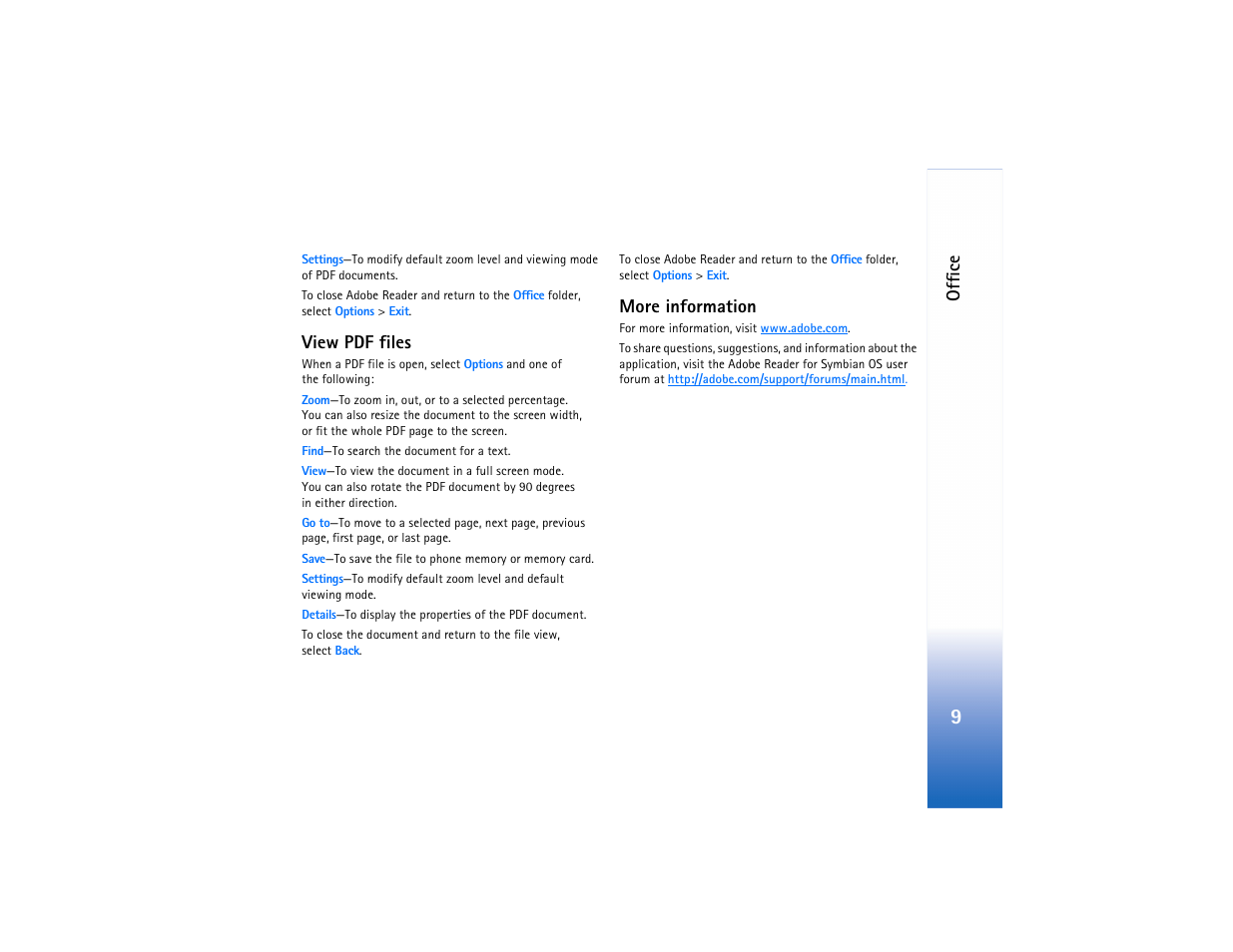 Offic e, View pdf files, More information | Nokia N90 User Manual | Page 14 / 33