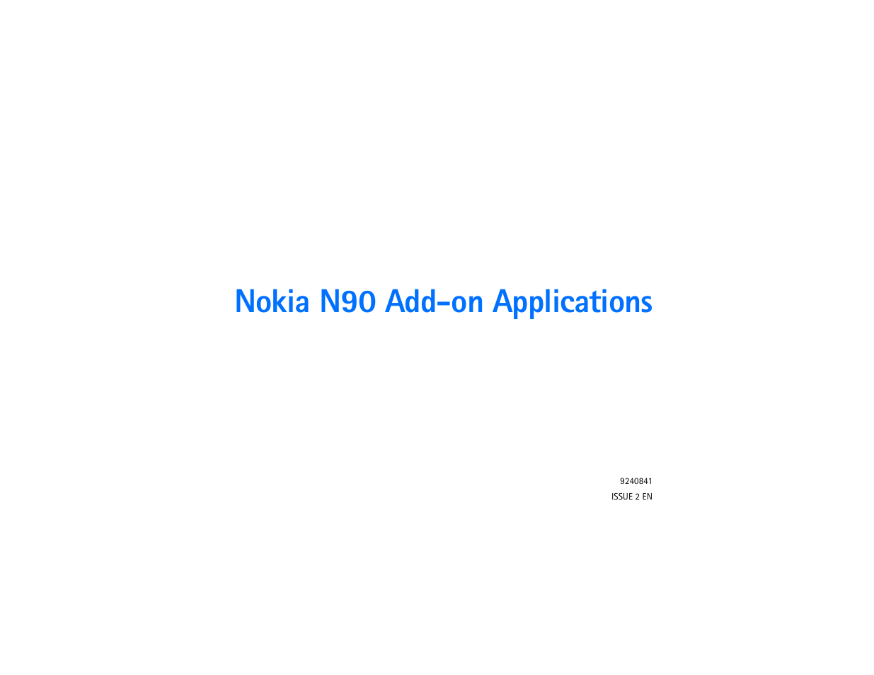 Nokia n90 add-on applications | Nokia N90 User Manual | Page 2 / 33