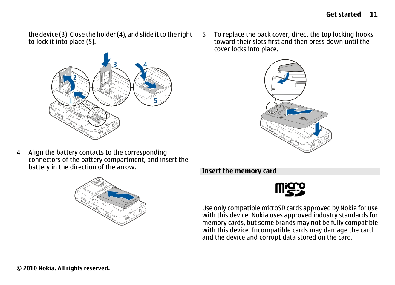 Insert the memory card | Nokia N900 User Manual | Page 11 / 283