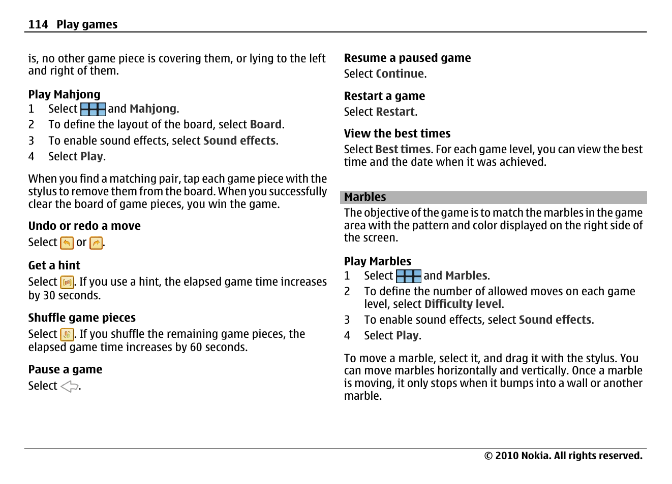 Marbles, Marbles 114 | Nokia N900 User Manual | Page 114 / 283