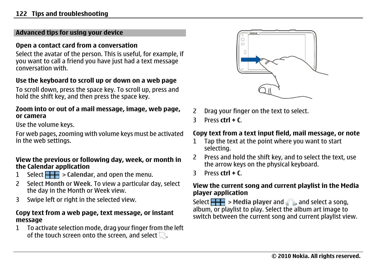 Advanced tips for using your device | Nokia N900 User Manual | Page 122 / 283