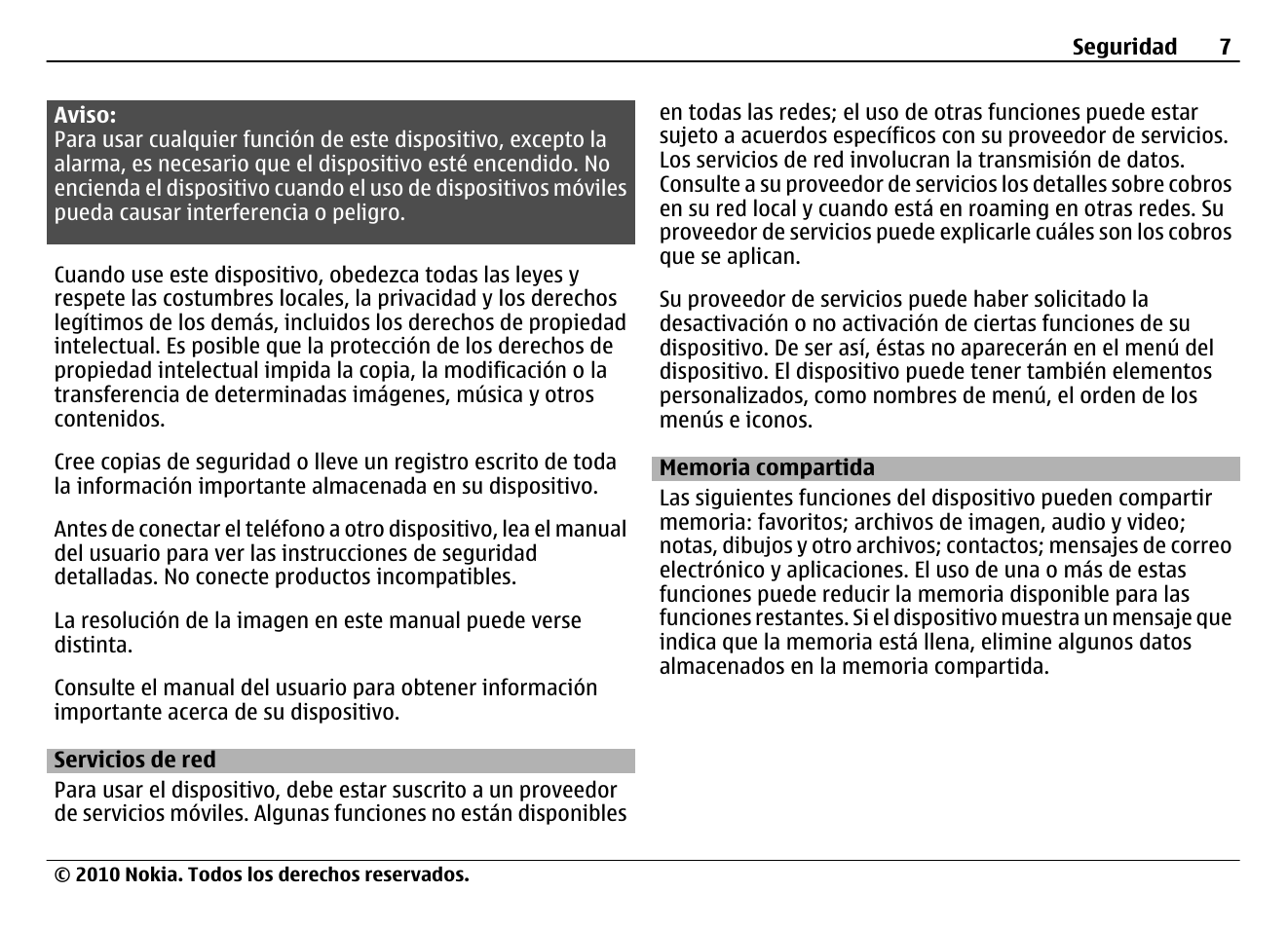 Servicios de red, Memoria compartida | Nokia N900 User Manual | Page 143 / 283