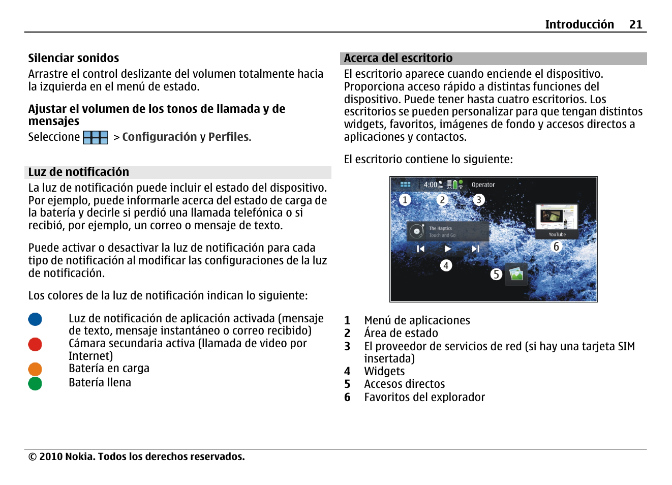 Luz de notificación, Acerca del escritorio | Nokia N900 User Manual | Page 157 / 283