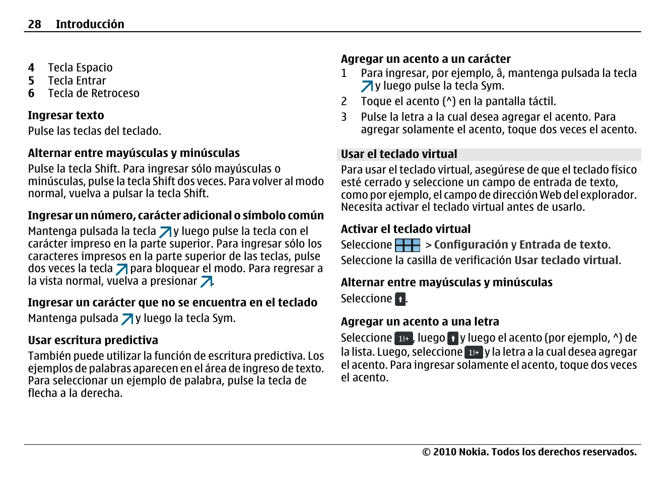 Usar el teclado virtual | Nokia N900 User Manual | Page 164 / 283