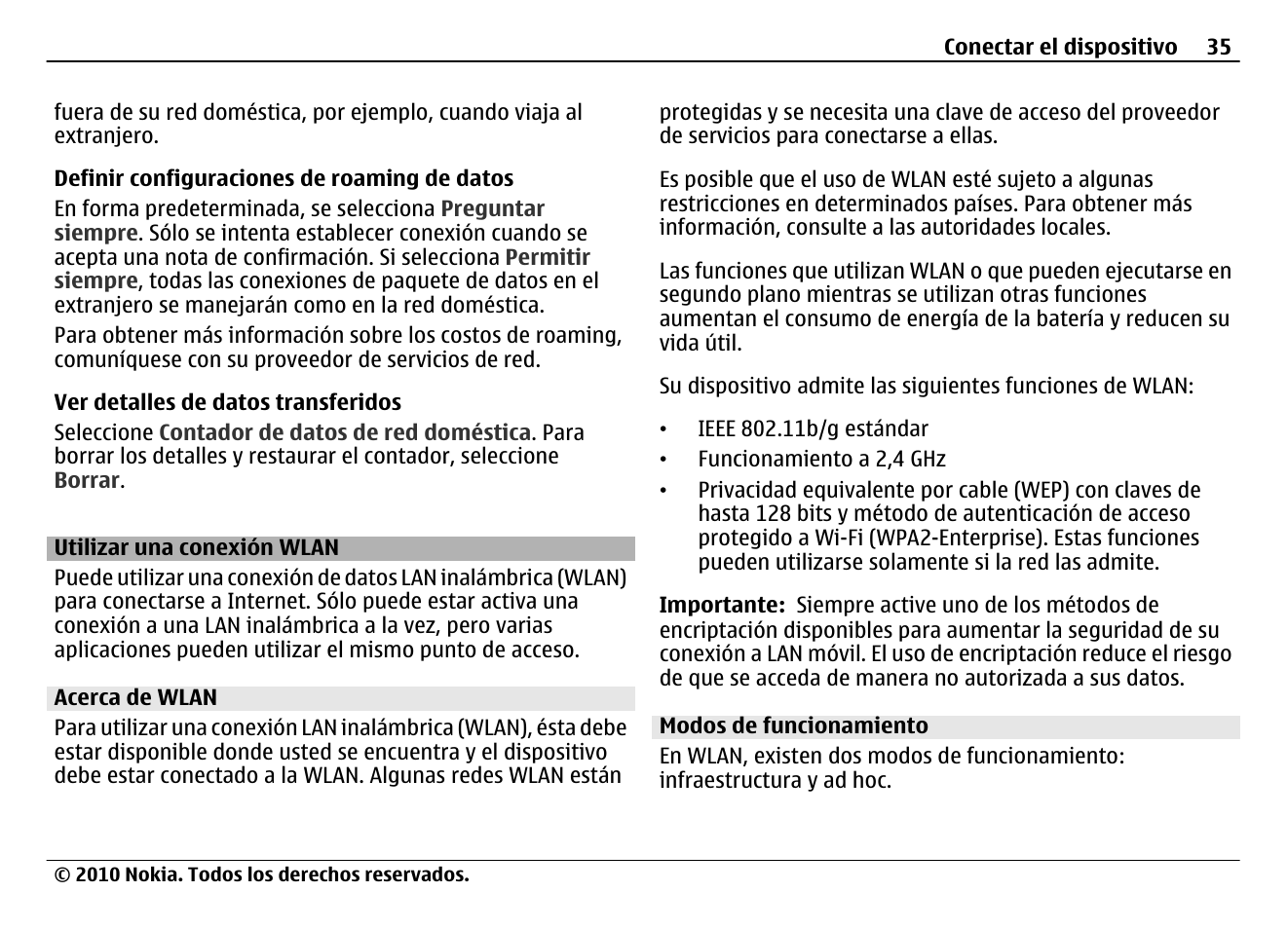 Utilizar una conexión wlan, Acerca de wlan, Modos de funcionamiento | Nokia N900 User Manual | Page 171 / 283
